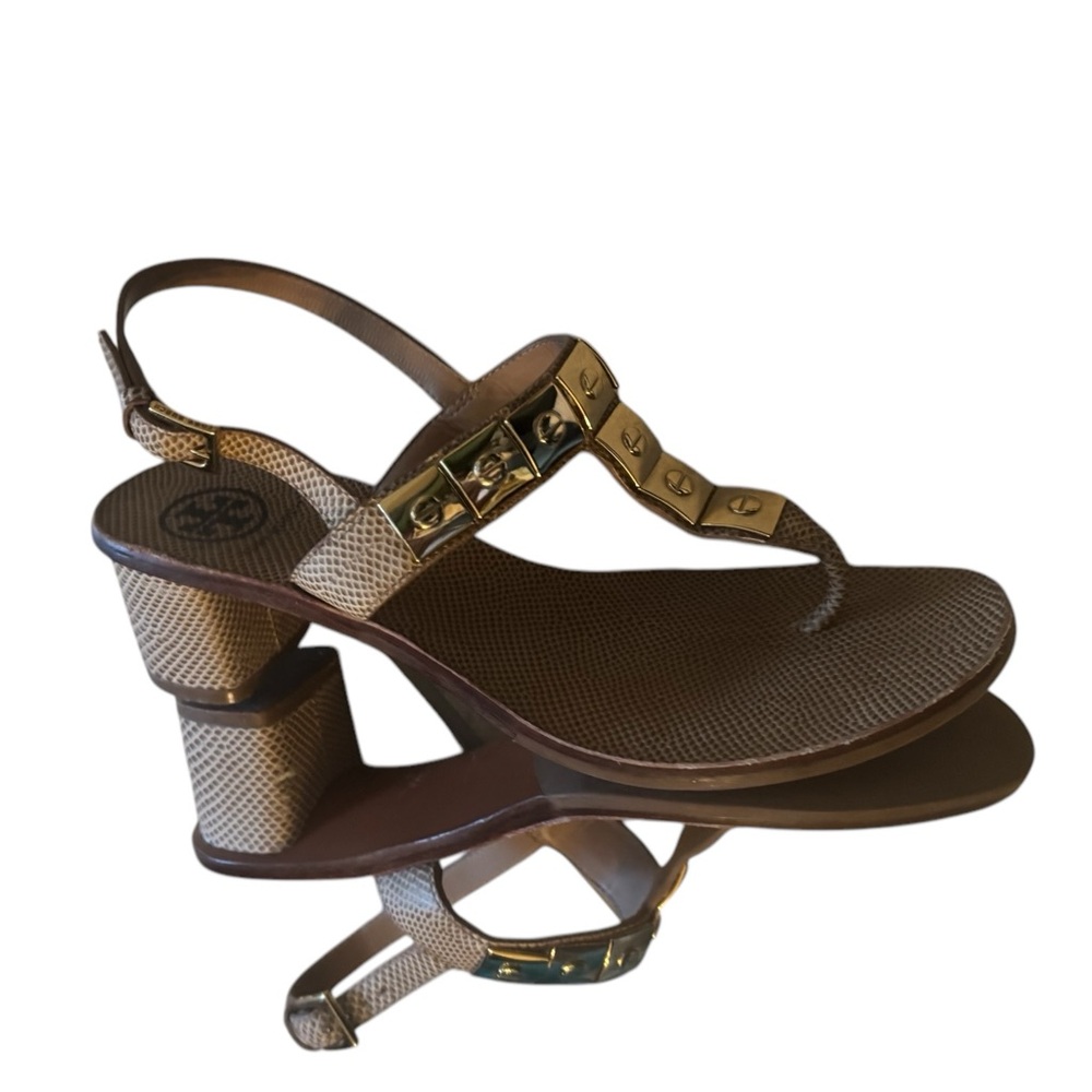 Tory Burch Brown Sandals with Gold Accents - Picture 6 of 7